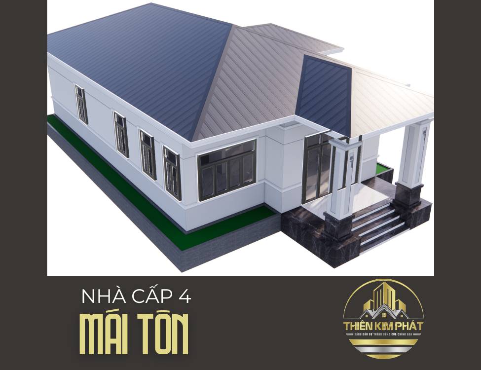 Thiết kế nhà cấp 4 mái tôn