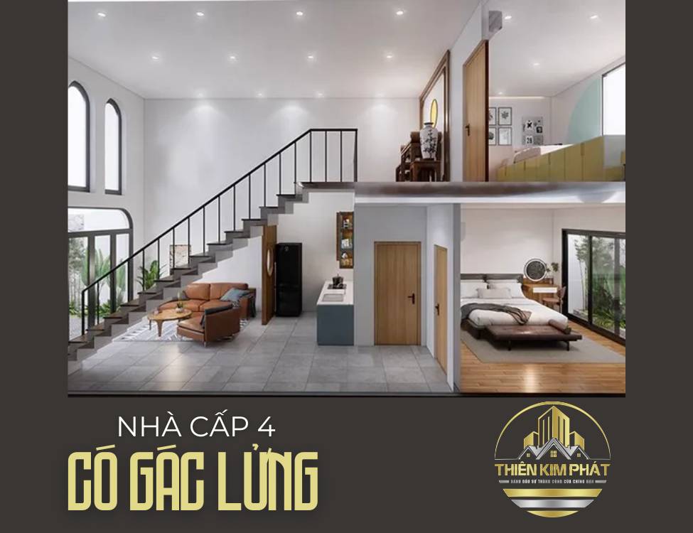 Mẫu nhà cấp 4 đẹp có gác lửng