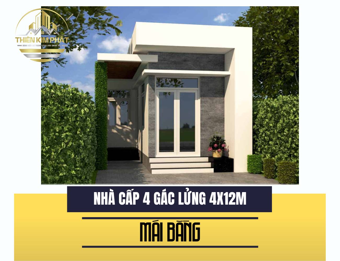 Mẫu nhà cấp 4 4x12m có gác lửng