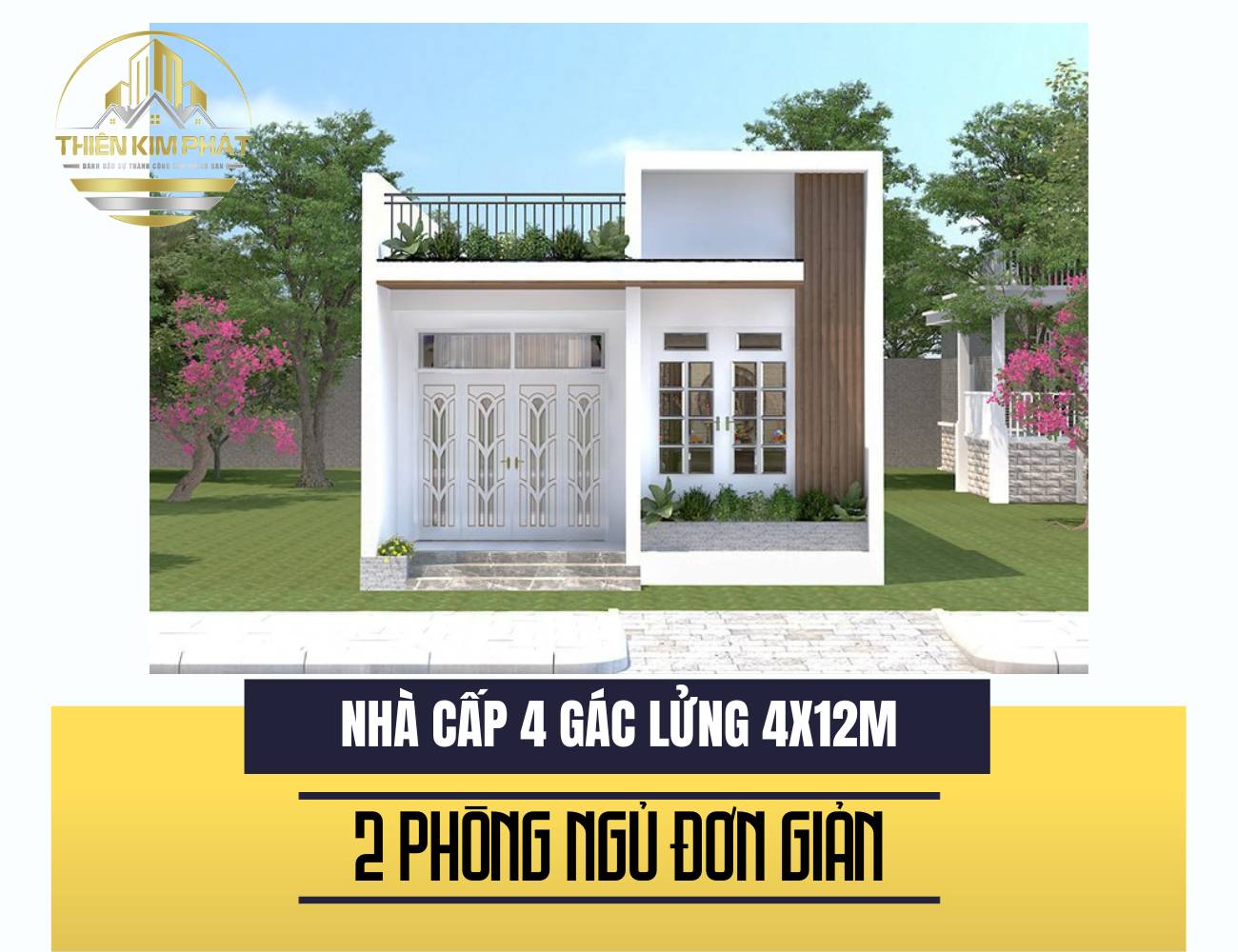 Mẫu nhà cấp 4 4x12m có gác lửng