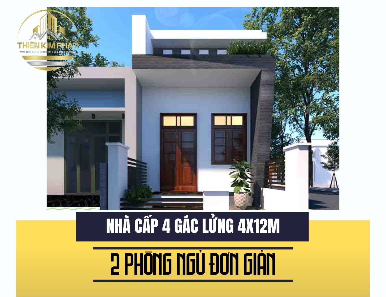 Mẫu nhà cấp 4 4x12m có gác lửng