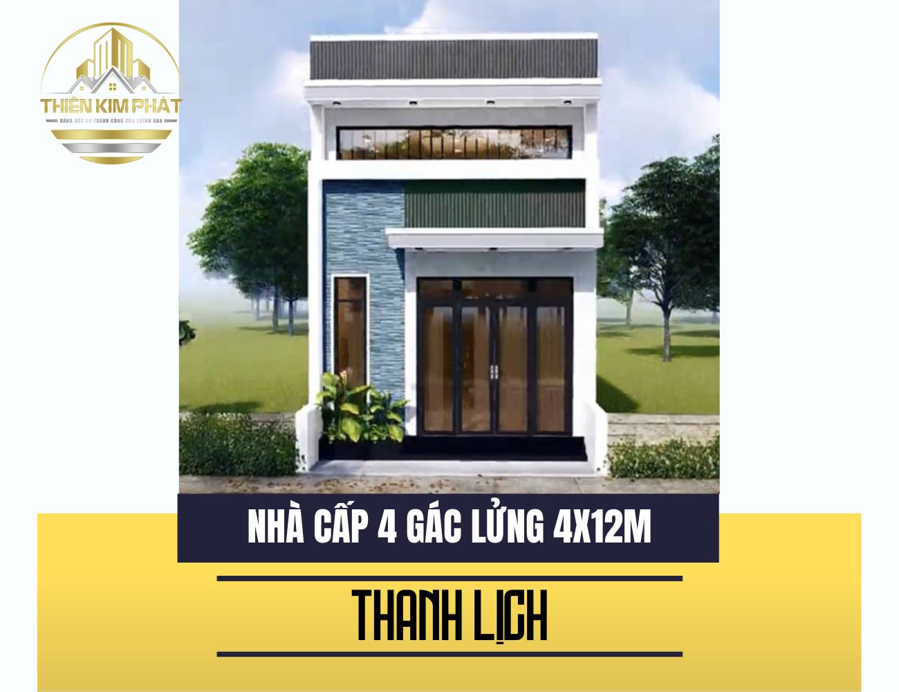 Thiết kế nhà cấp 4 ngang 4m dài 12m