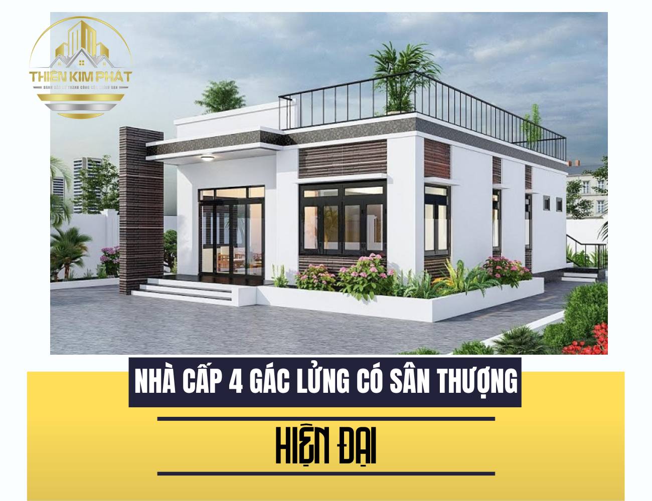 mẫu nhà cấp 4 gác lửng có sân thượng