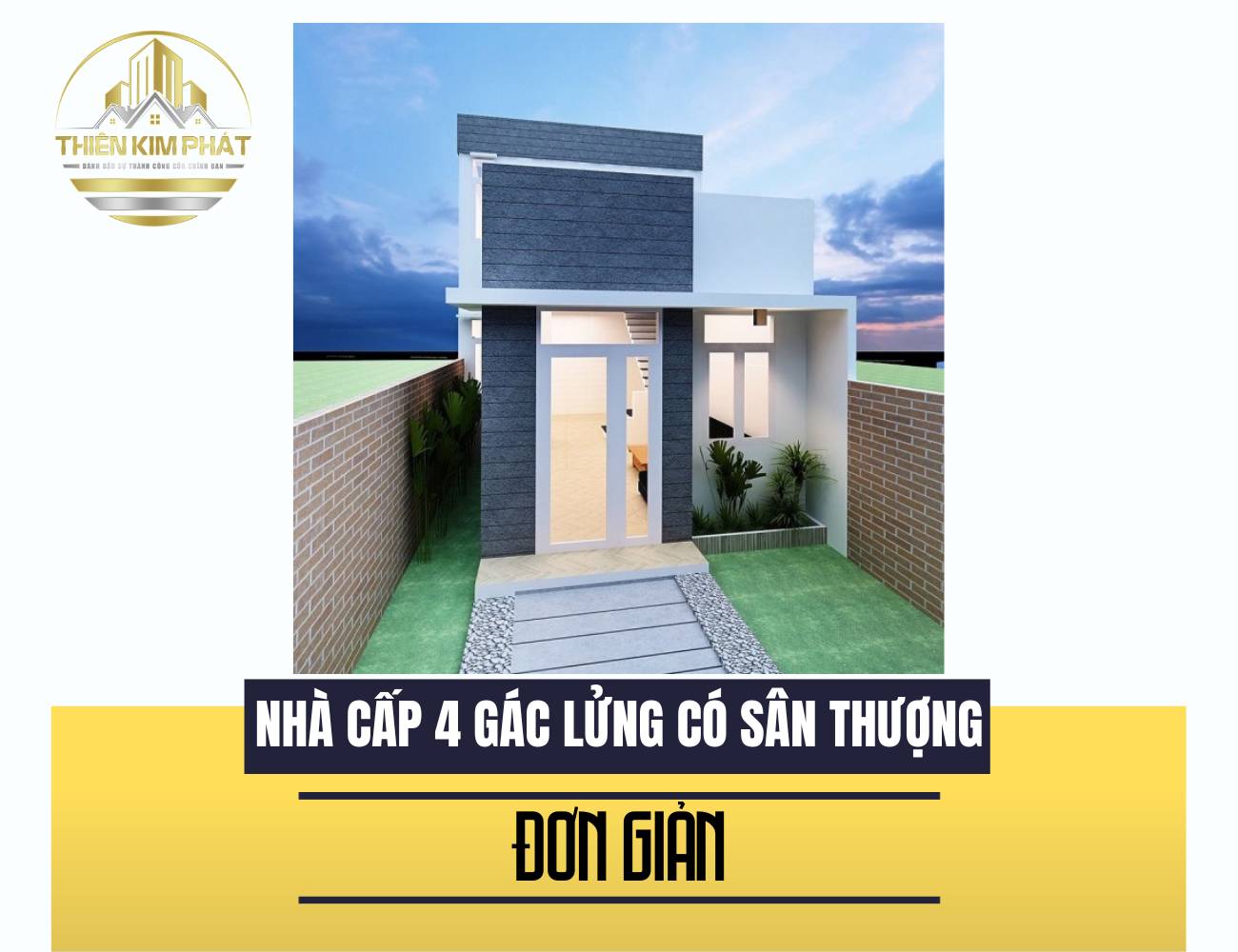 mẫu nhà cấp 4 gác lửng có sân thượng