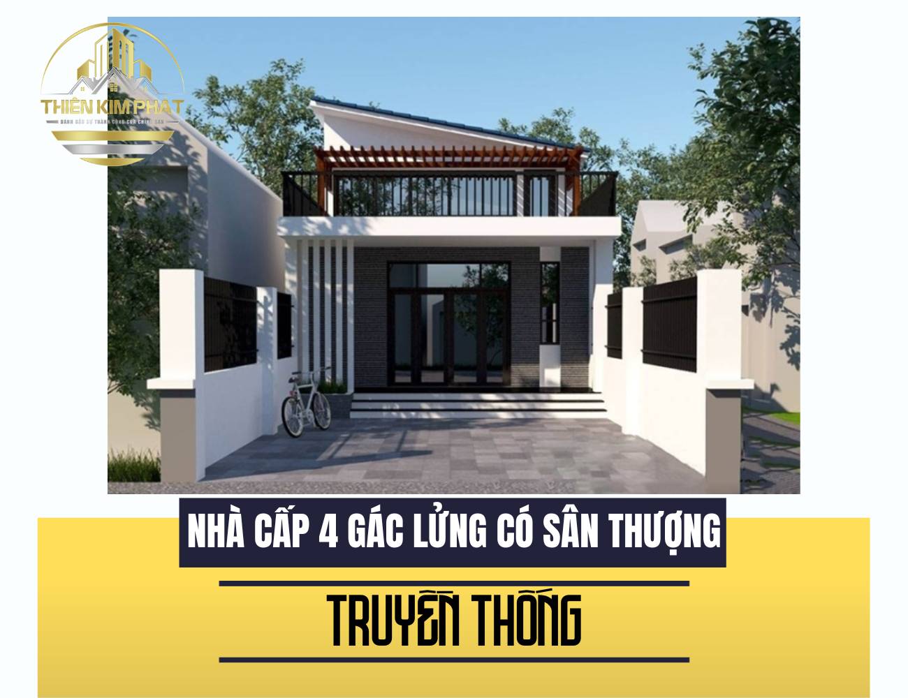 mẫu nhà cấp 4 gác lửng có sân thượng