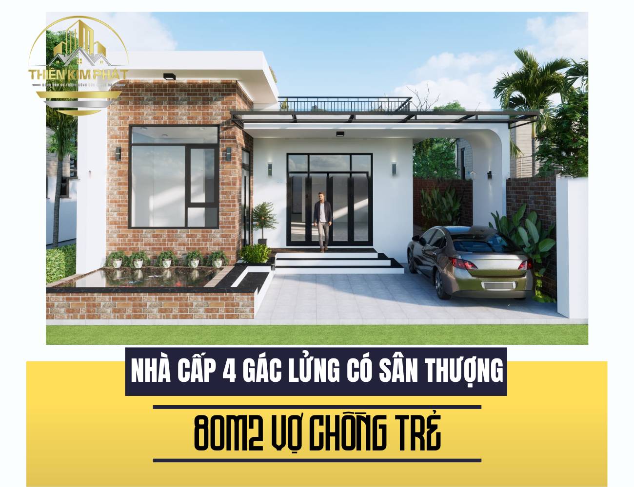 mẫu nhà cấp 4 gác lửng có sân thượng