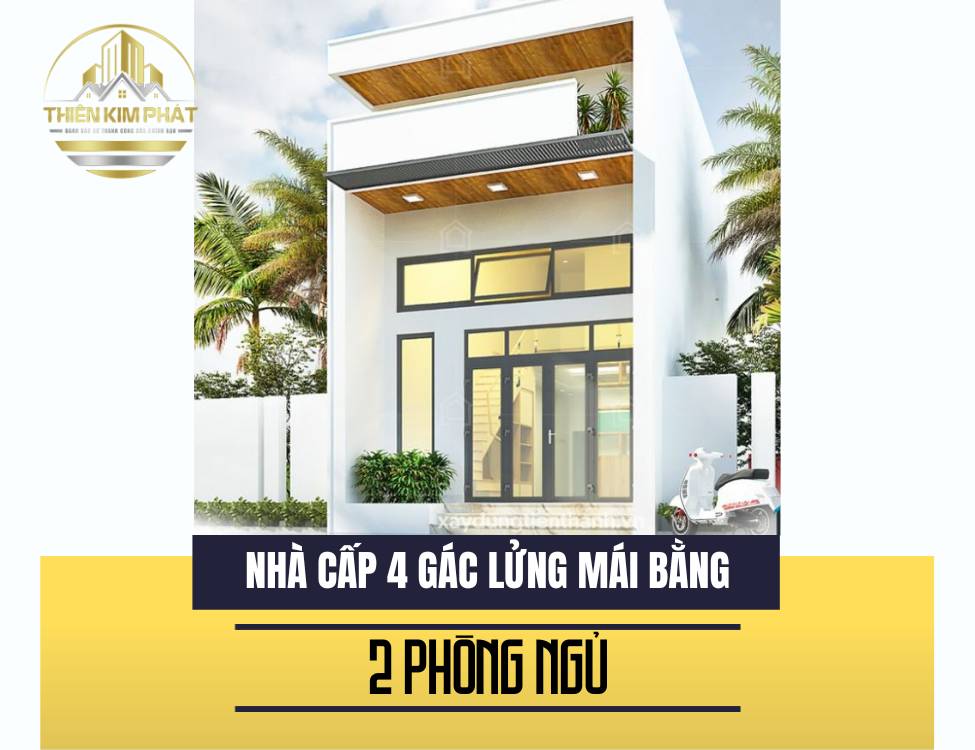 nhà cấp 4 với gác lửng mái bằng