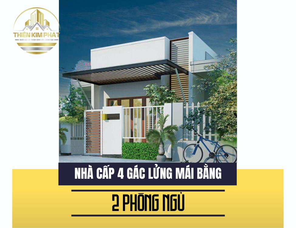 nhà cấp 4 với gác lửng mái bằng