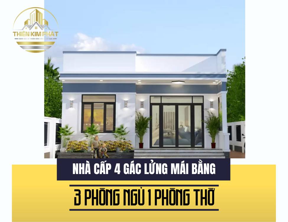 nhà cấp 4 với gác lửng mái bằng