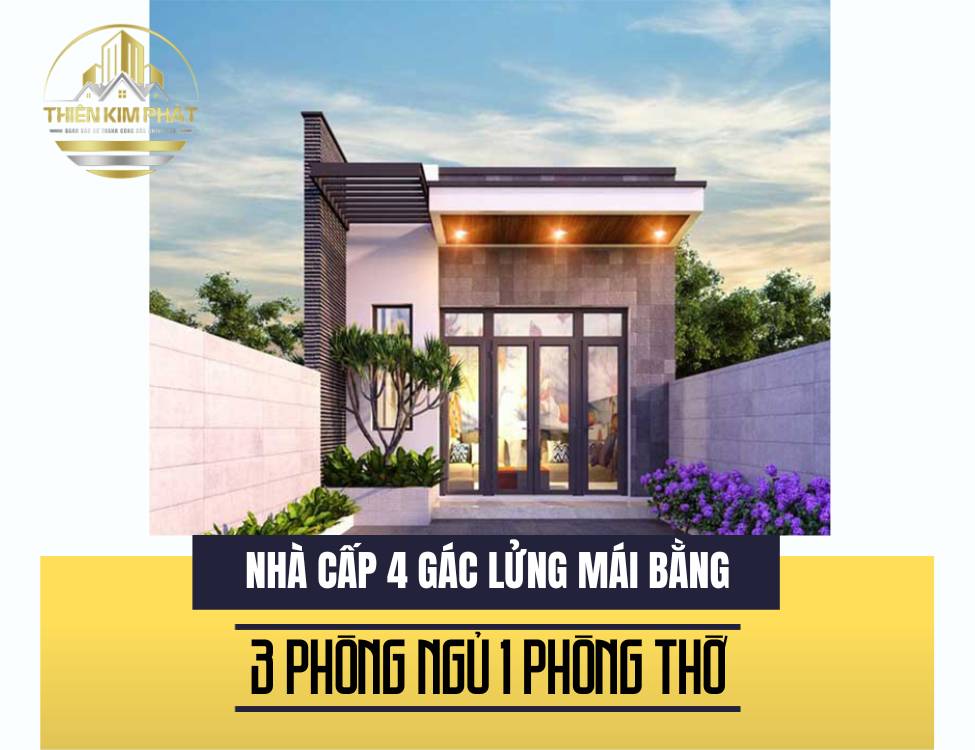 nhà cấp 4 với gác lửng mái bằng