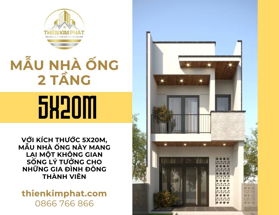 Mẫu thiết kế nhà ống 2 tầng 5x20m