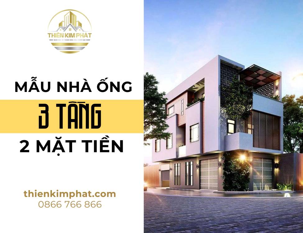 Mẫu nhà ống 3 tầng 2 mặt tiền