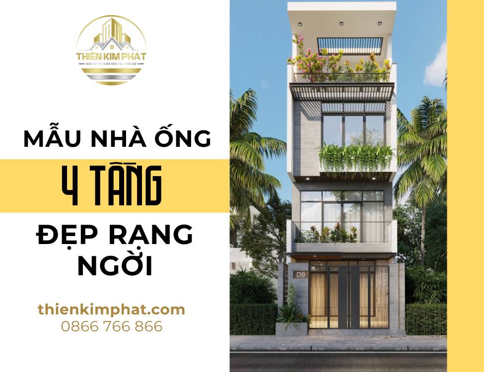 Mẫu nhà ống 4 tầng đẹp rạng ngời