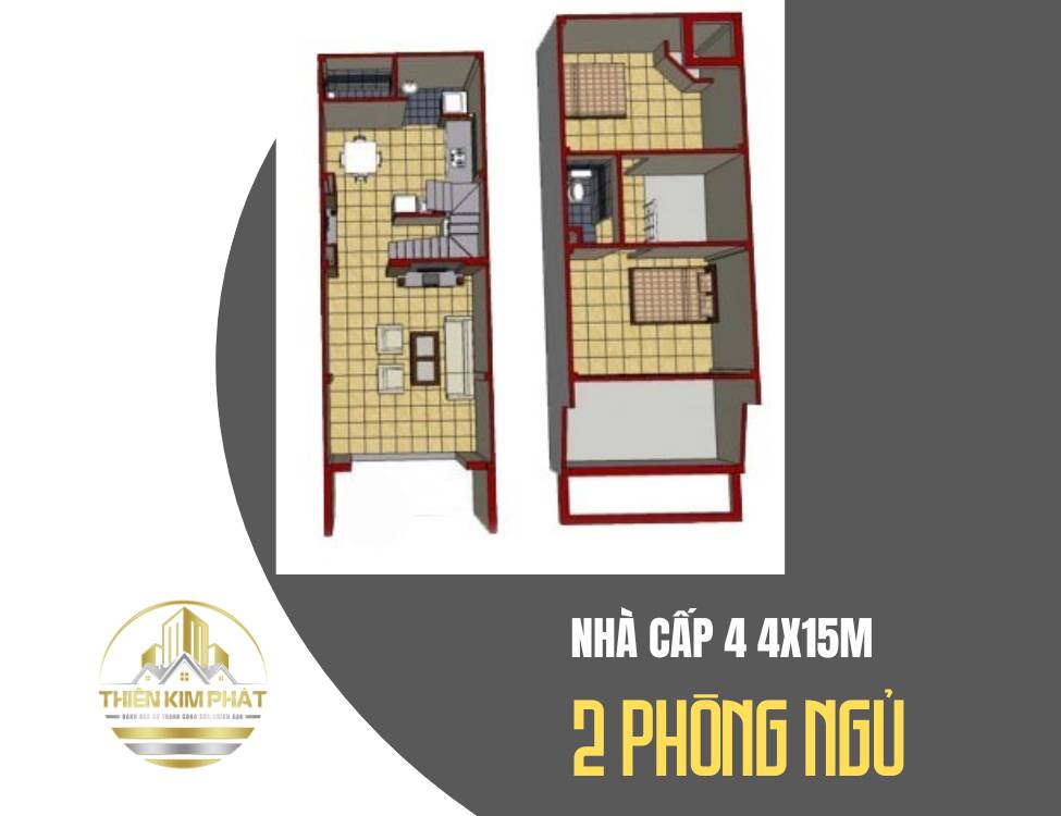 mẫu nhà cấp 4 4x15m