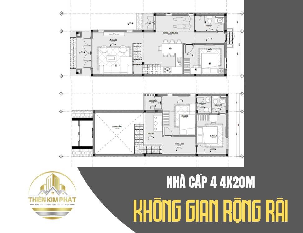 nhà cấp 4 4x20m