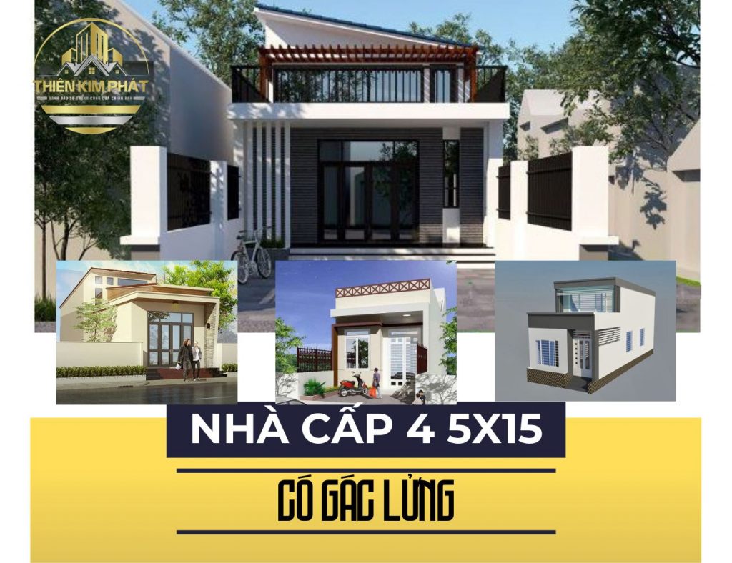 Mẫu nhà cấp 4 gác lửng 5x15m