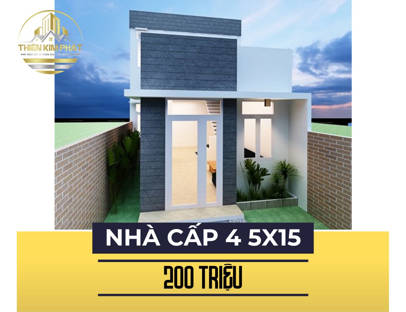 Mẫu nhà cấp 4 gác lửng 5x15m