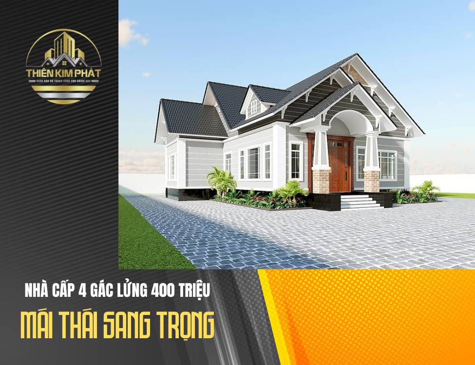 Mẫu nhà cấp 4 mái Thái gác lửng 400 triệu sang trọng