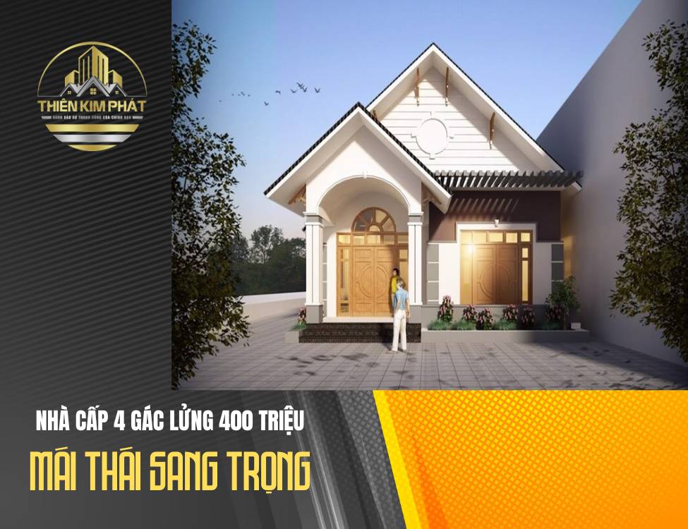 Mẫu nhà cấp 4 mái Thái gác lửng 400 triệu sang trọng