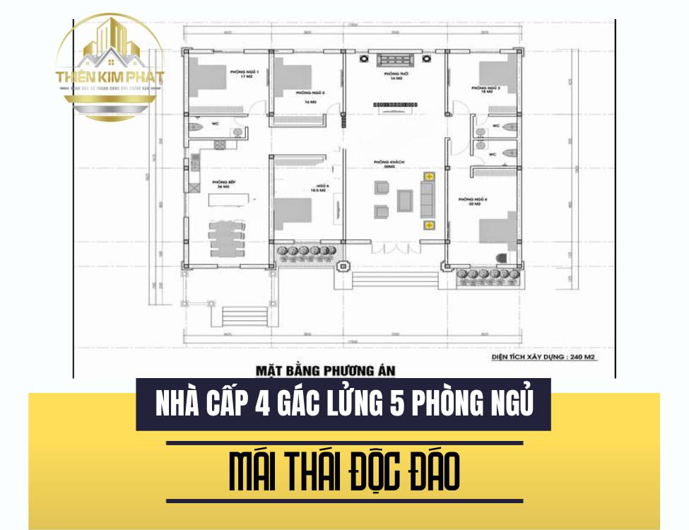 nhà cấp 4 gác lửng 5 phòng ngủ