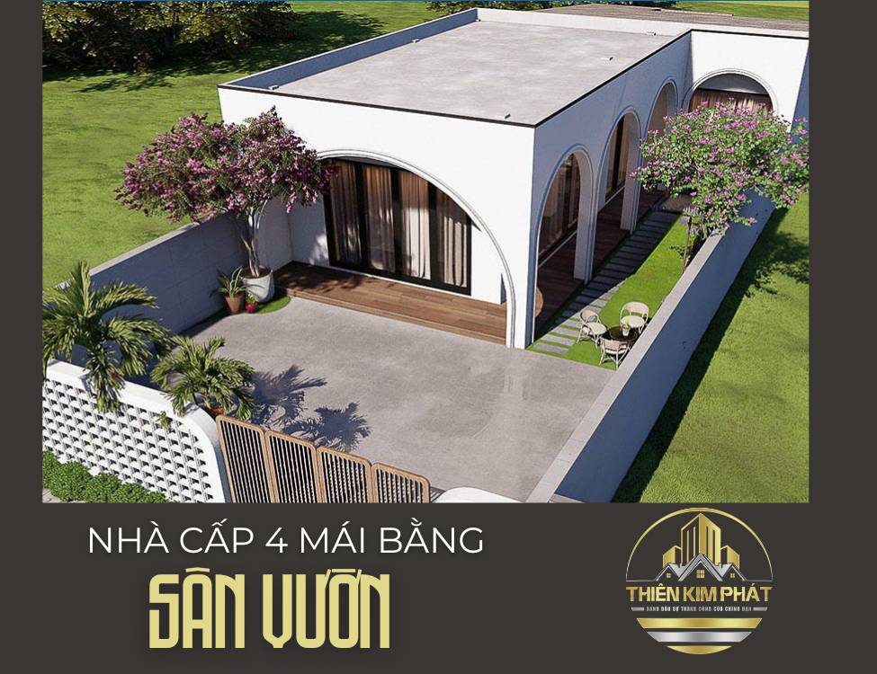 Nhà cấp 4 mái bằng sân vườn