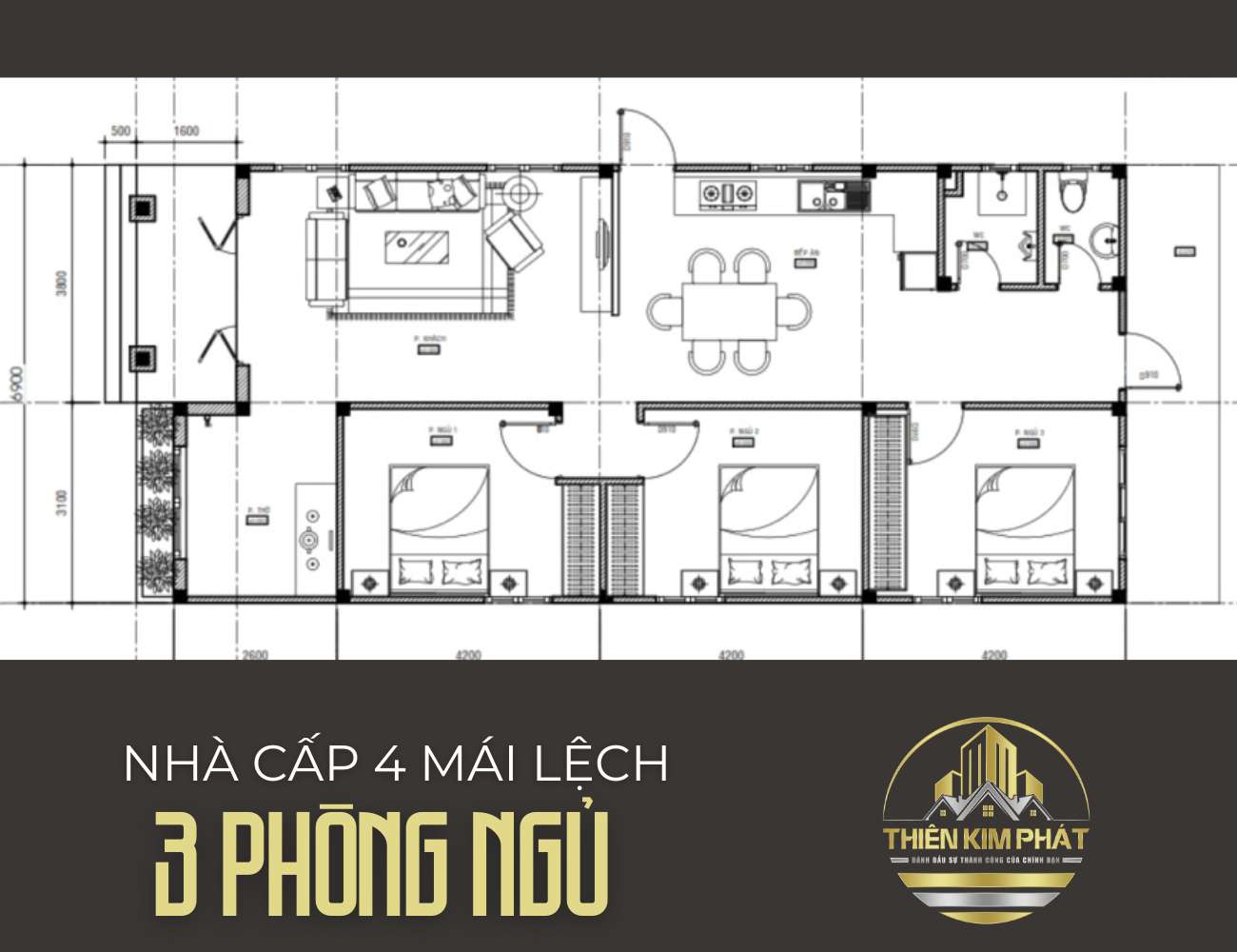 Nhà cấp 4 mái lệch