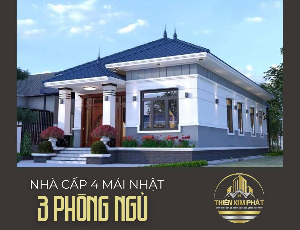 Nhà cấp 4 mái Nhật 3 phòng ngủ